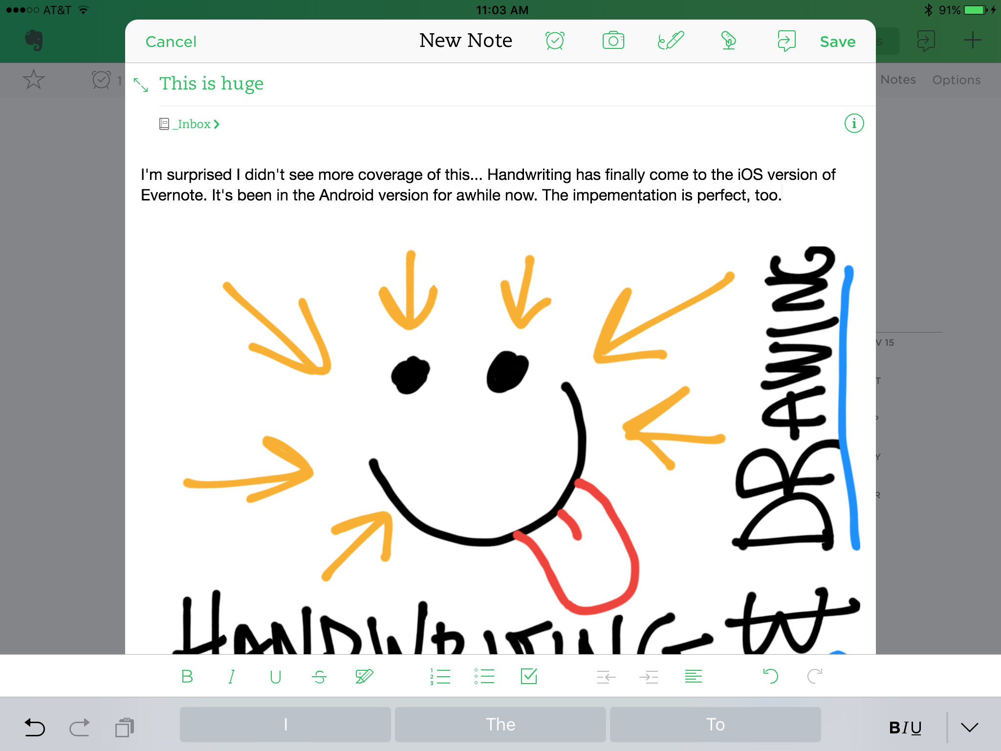  A note with a sketch 