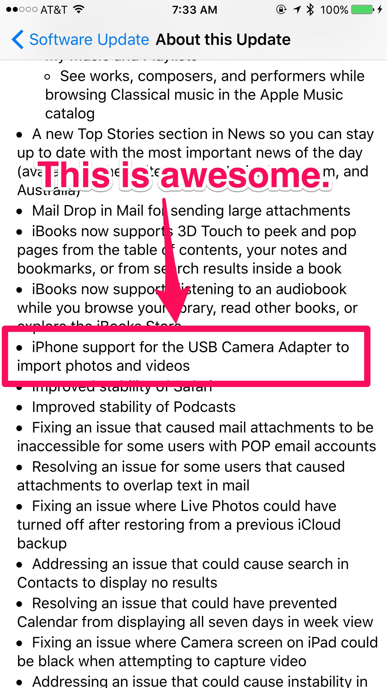iPhone support for USB Camera Adapter