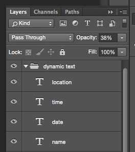 Text layers that will be assigned to variables later