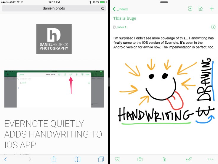  Multi-tasking view on an iPad Air 2 
