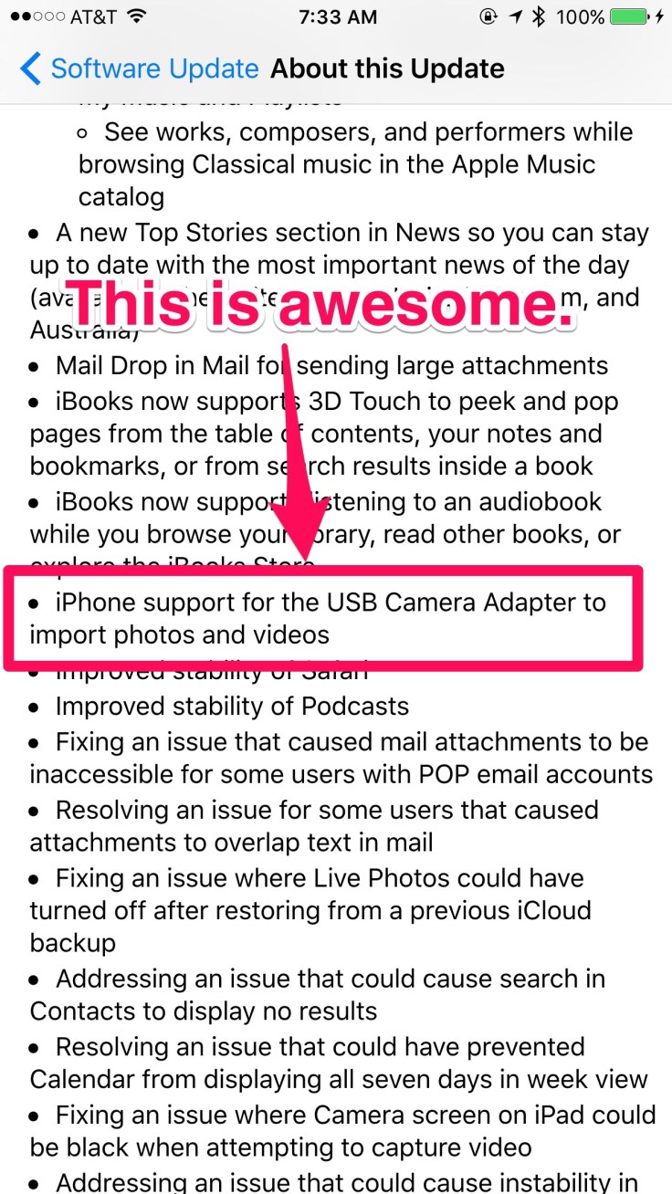 iPhone support for USB Camera Adapter