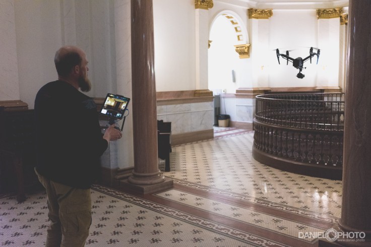  Steve flies his DJI Inspire in the Cascade County Courthouse 